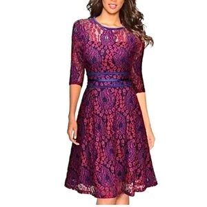 Dreamy enchanting LACE Miusol Pink Purple intricate boho dress